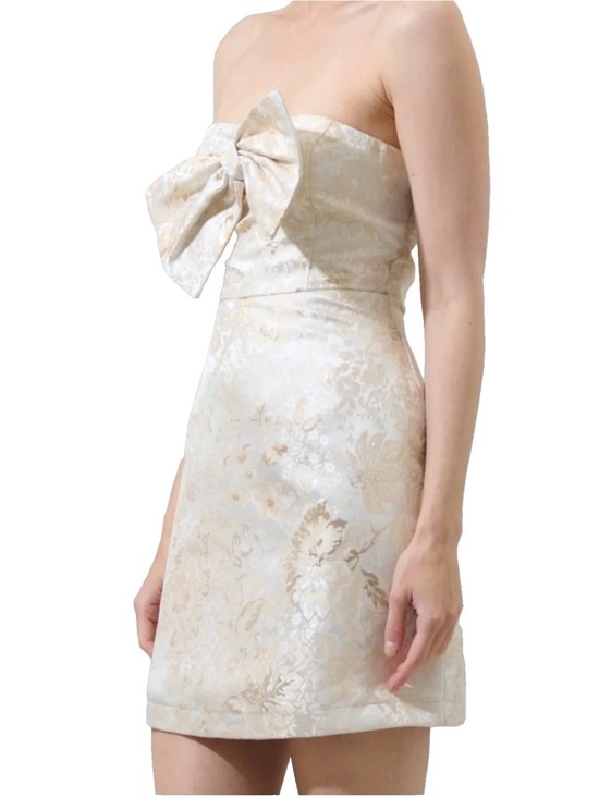 Sugarlips Dresses & Skirts - NEW Womens Sugarlips Strapless Bow Jacquard Ivory Champagne Mini Dress $89
